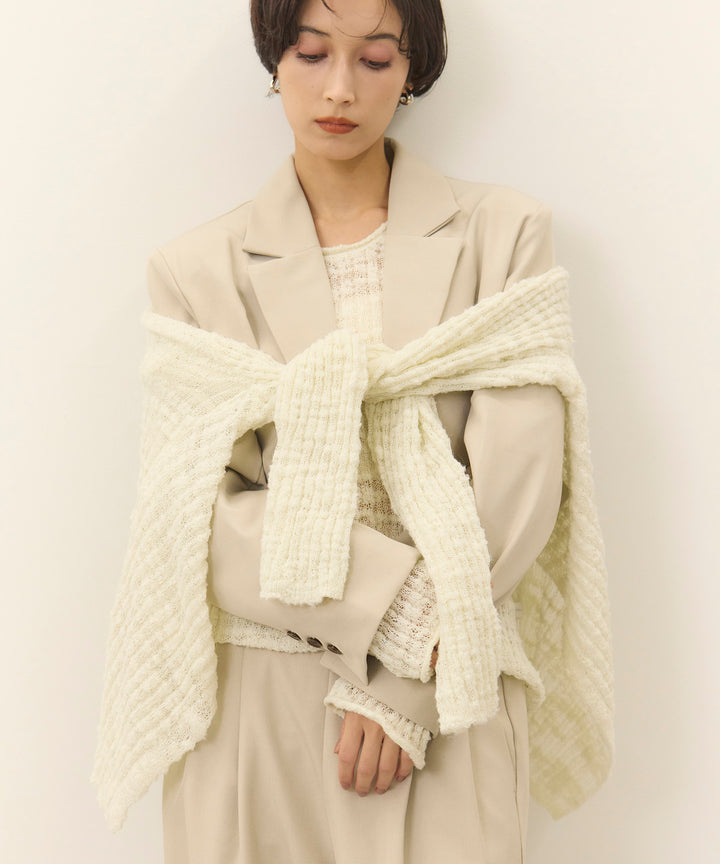 (eliuu)Slub Yarn Knit Polo Cardigan