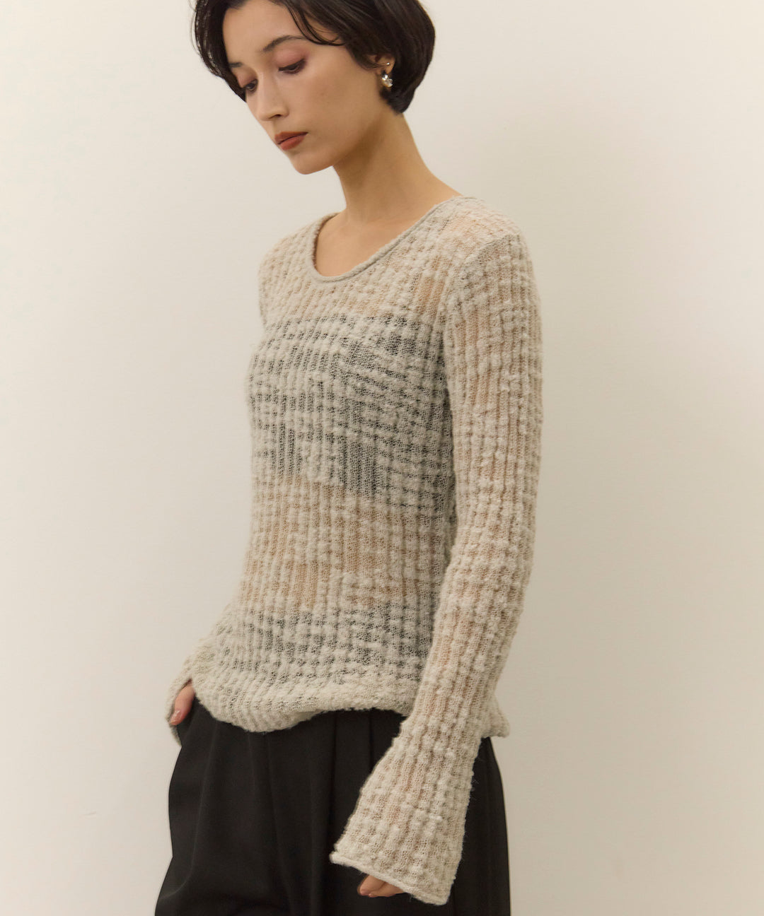 (eliuu)Slub Yarn Knit Top