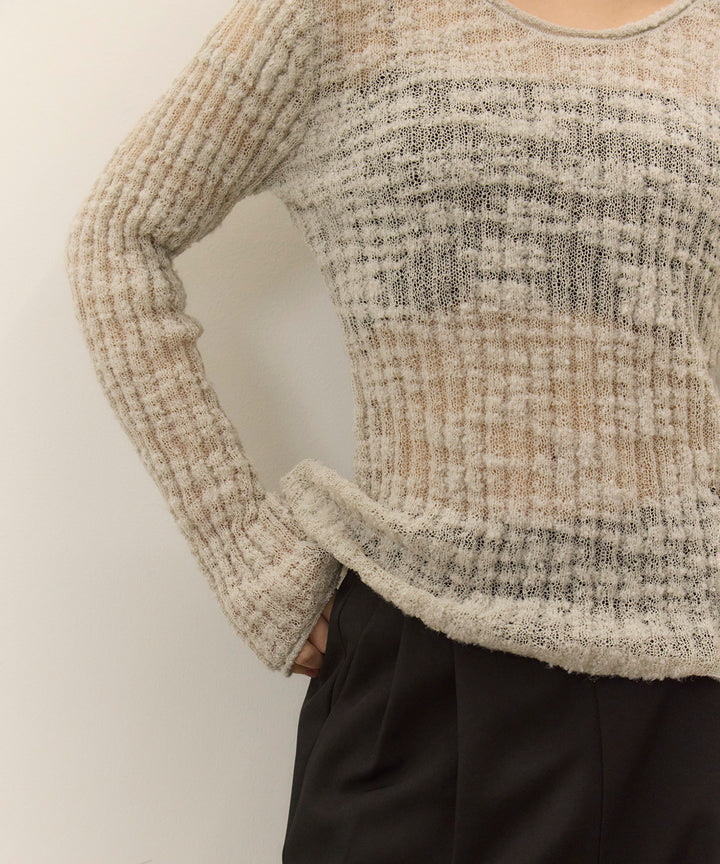 (eliuu)Slub Yarn Knit Top