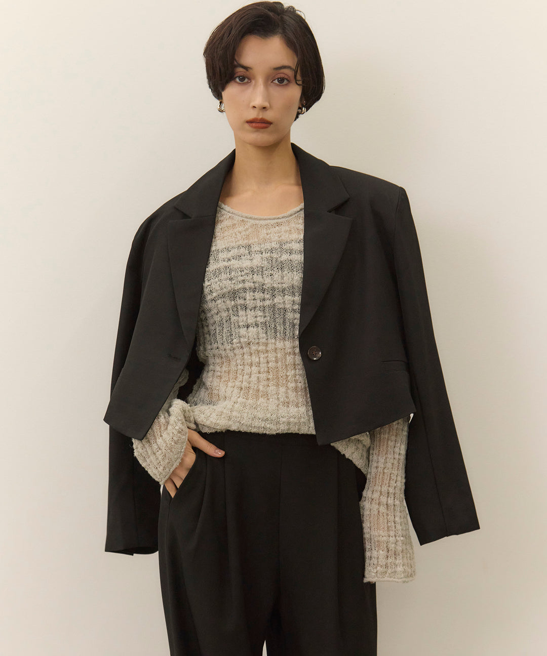 (eliuu)Slub Yarn Knit Top