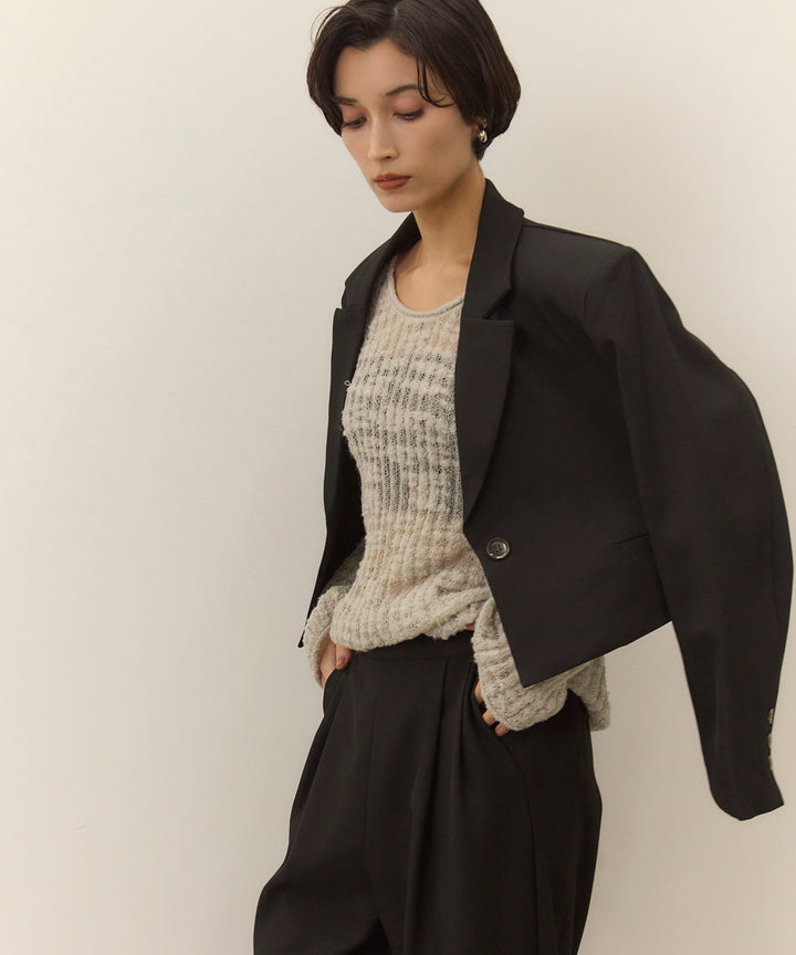 (eliuu)Twill Cropped Tailored JK