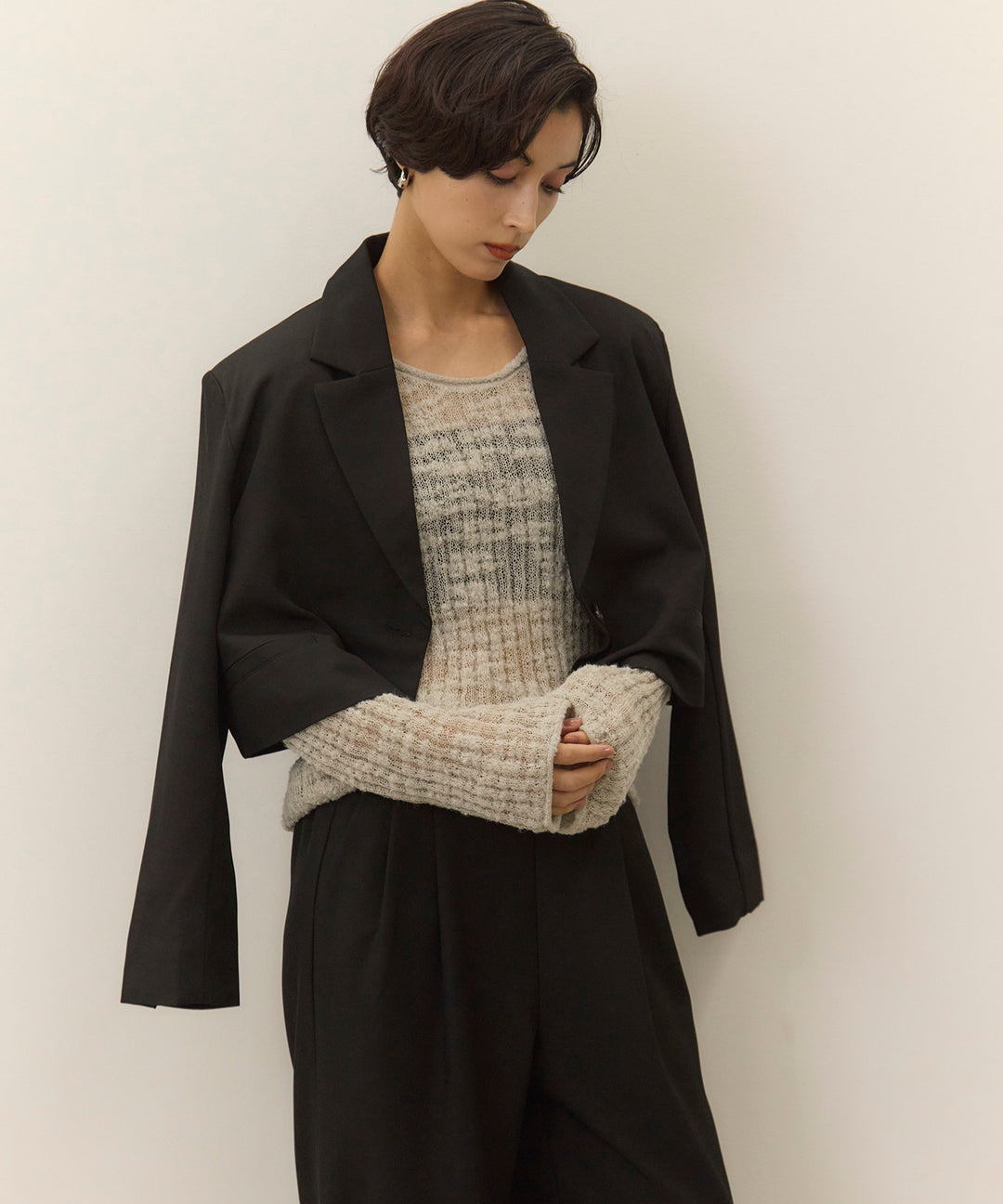 (eliuu)Slub Yarn Knit Top