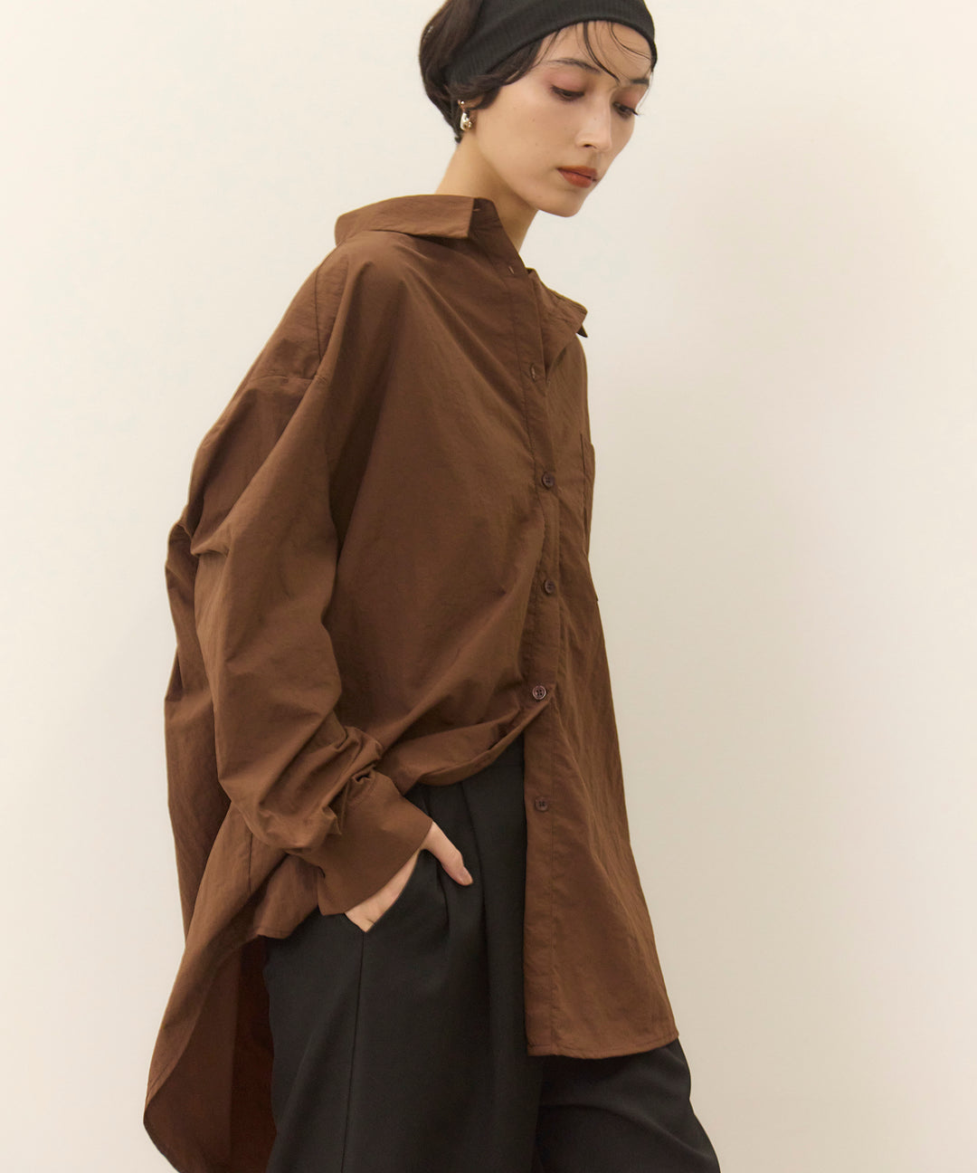 (eliuu)Wrinkle Wide Shirt