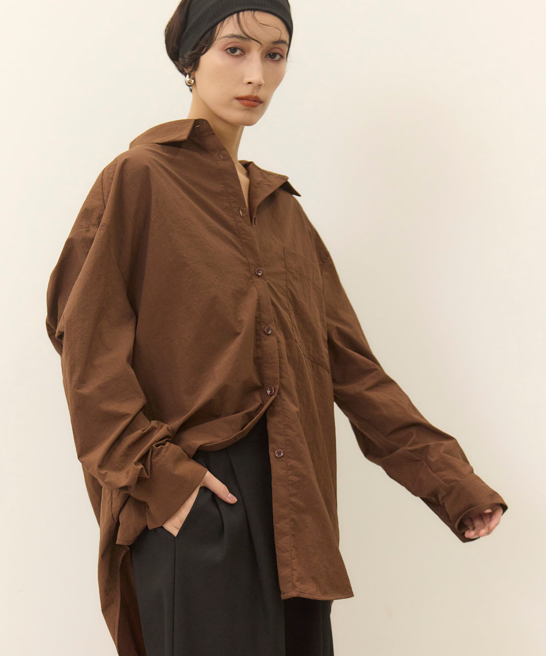 (eliuu)Wrinkle Wide Shirt