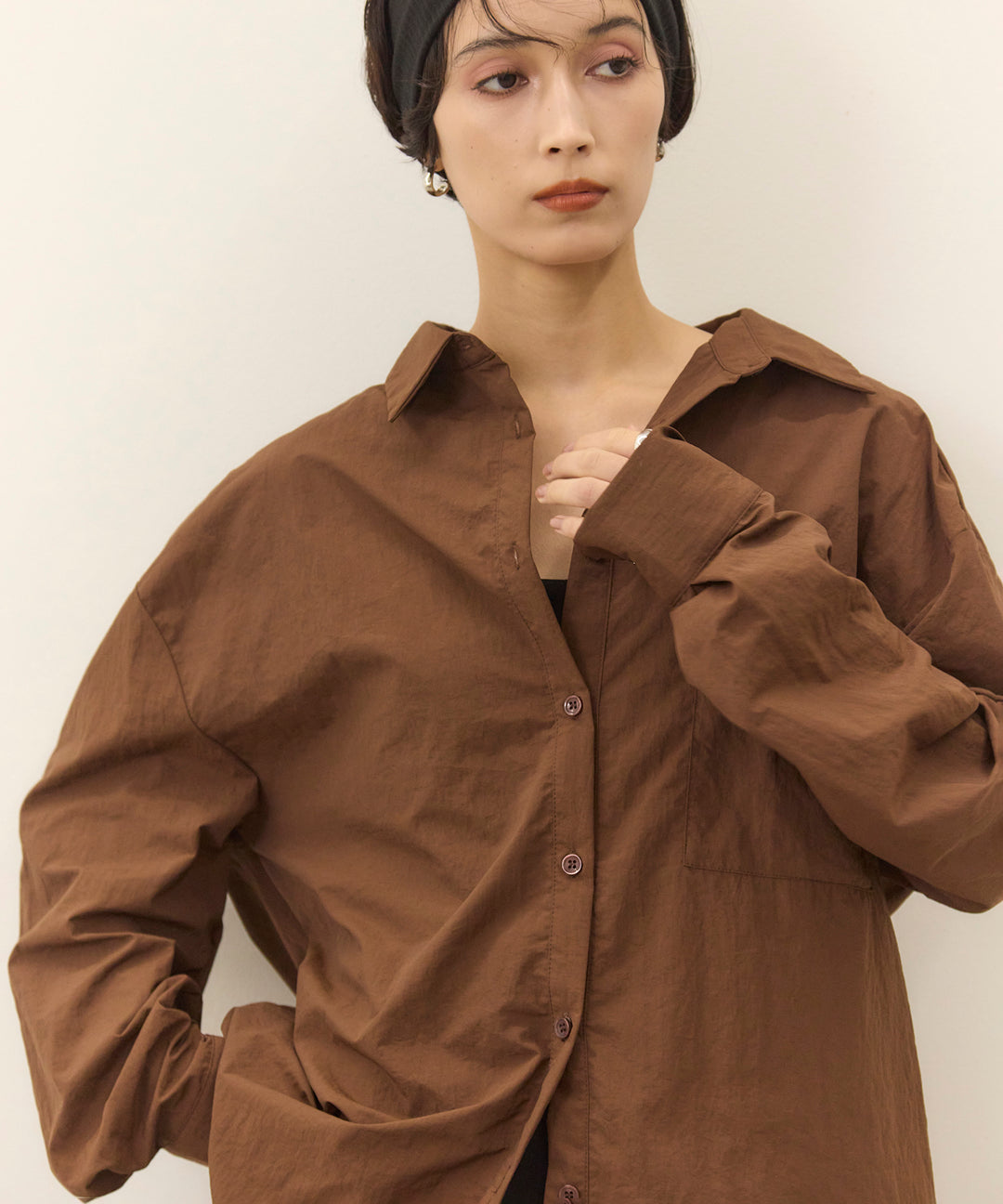 (eliuu)Wrinkle Wide Shirt