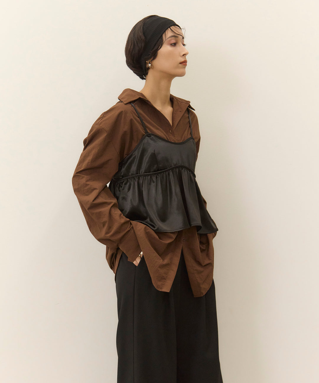 (eliuu)Wrinkle Wide Shirt