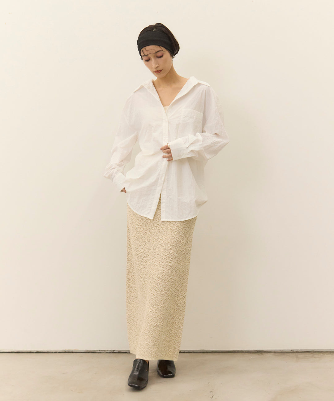(eliuu)Wrinkle Wide Shirt