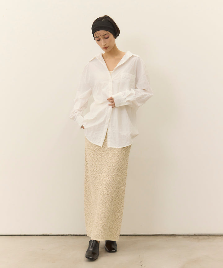 [SET]Wrinkle Wide Shirt+Melon Loop Knit Skirt