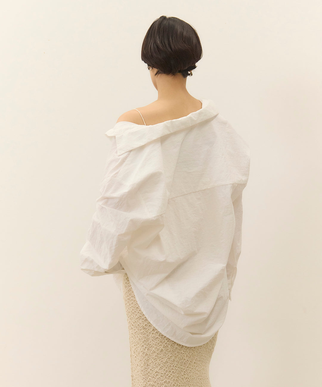 [SET]Wrinkle Wide Shirt+Melon Loop Knit Skirt