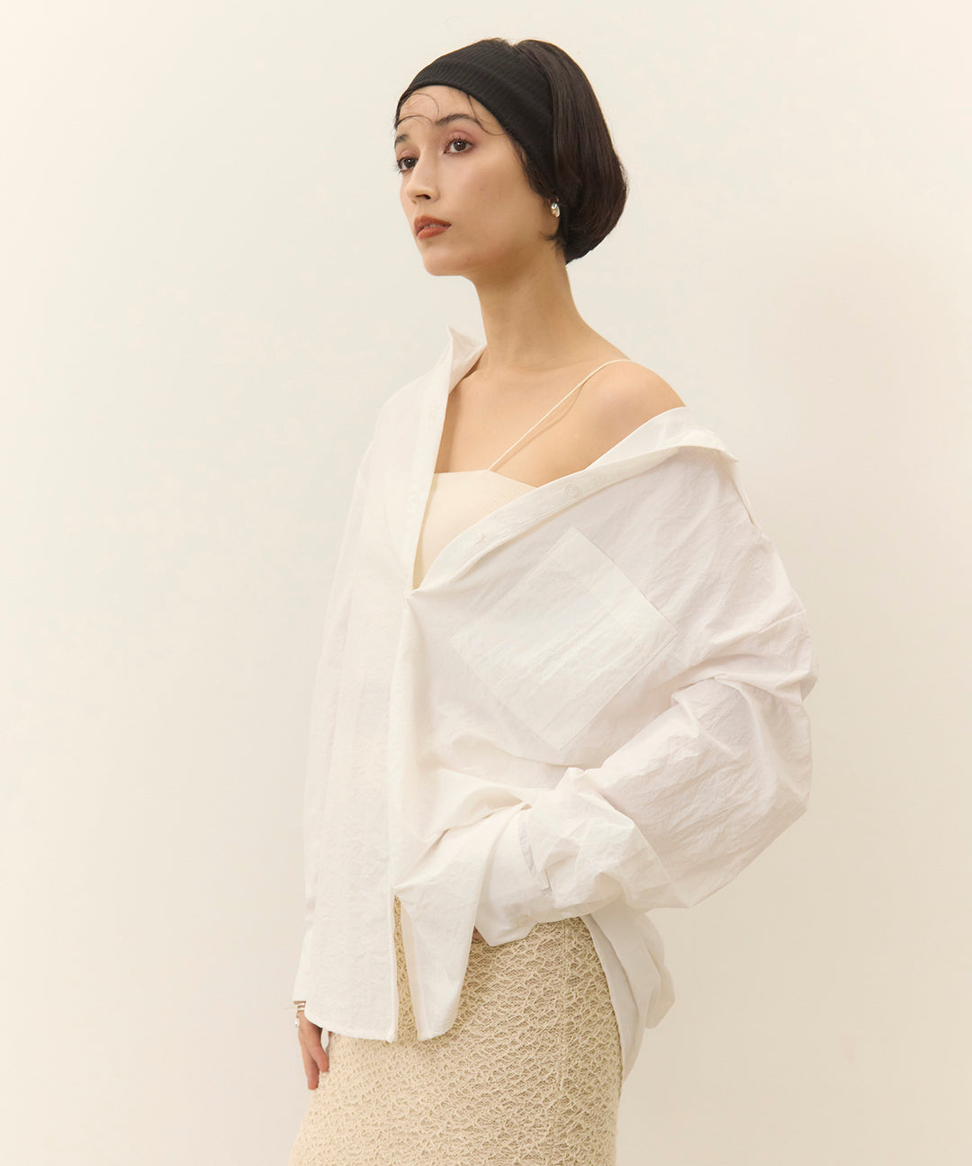 [SET]Wrinkle Wide Shirt+Melon Loop Knit Skirt