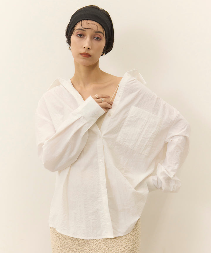 [SET]Wrinkle Wide Shirt+Melon Loop Knit Skirt