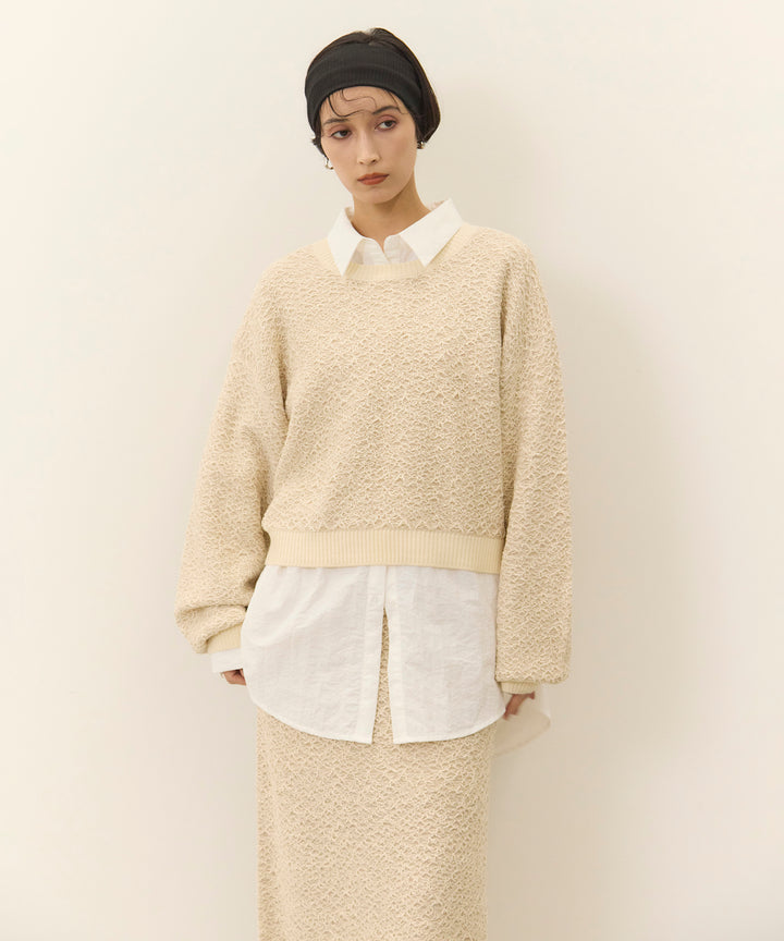[SET]Melon Loop Knit Top+Wrinkle Wide Shirt+Melon Loop Knit Skirt
