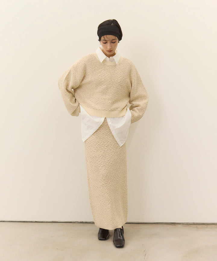 [SET]Melon Loop Knit Top+Wrinkle Wide Shirt+Melon Loop Knit Skirt