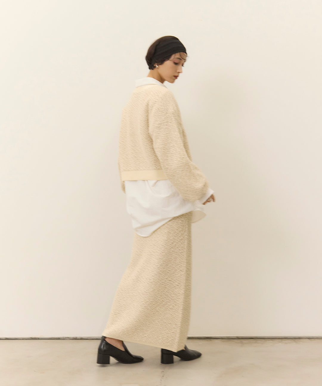 [SET]Melon Loop Knit Top+Wrinkle Wide Shirt+Melon Loop Knit Skirt