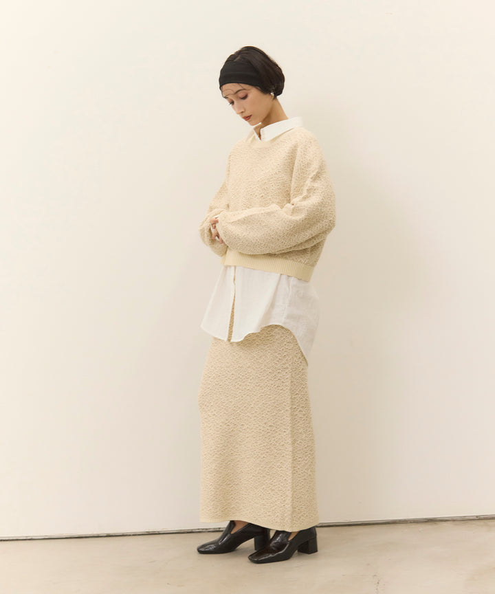 [SET]Melon Loop Knit Top+Wrinkle Wide Shirt+Melon Loop Knit Skirt