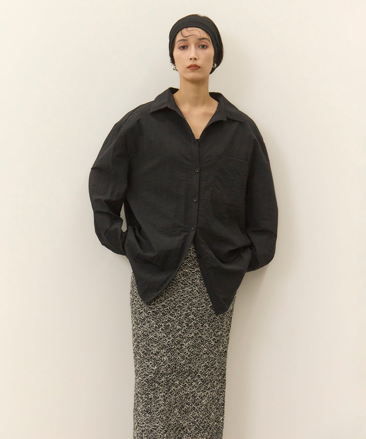 [SET]Wrinkle Wide Shirt+Melon Loop Knit Skirt