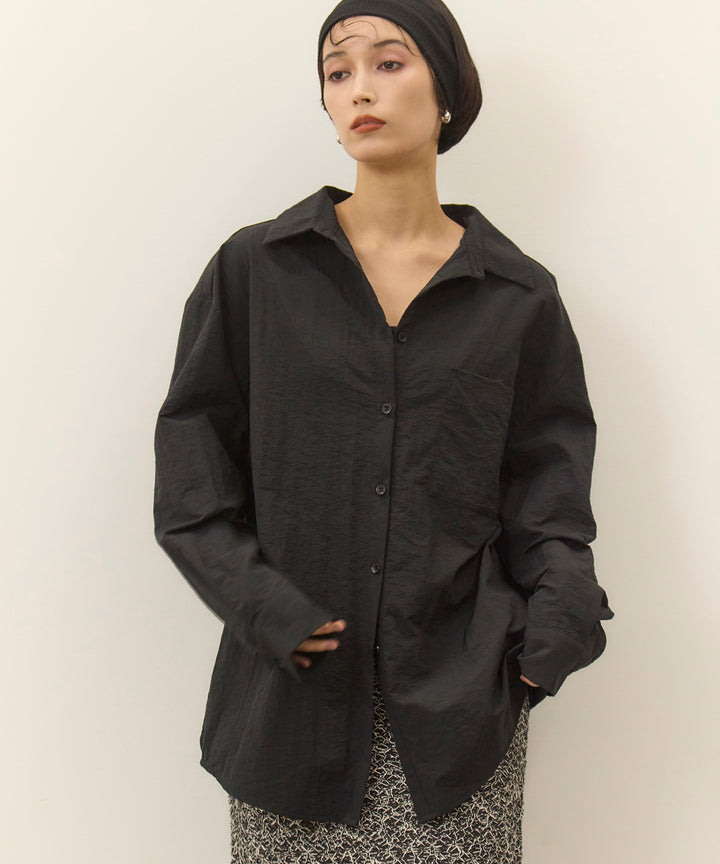 [SET]Wrinkle Wide Shirt+Melon Loop Knit Skirt