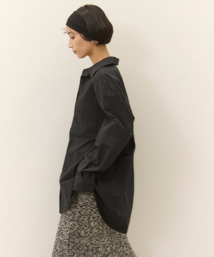 [SET]Wrinkle Wide Shirt+Melon Loop Knit Skirt