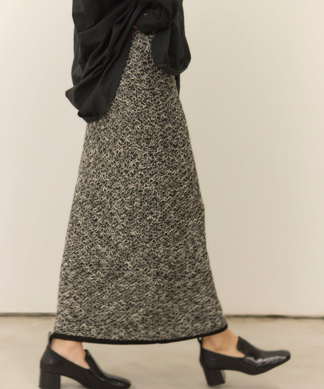 [SET]Wrinkle Wide Shirt+Melon Loop Knit Skirt
