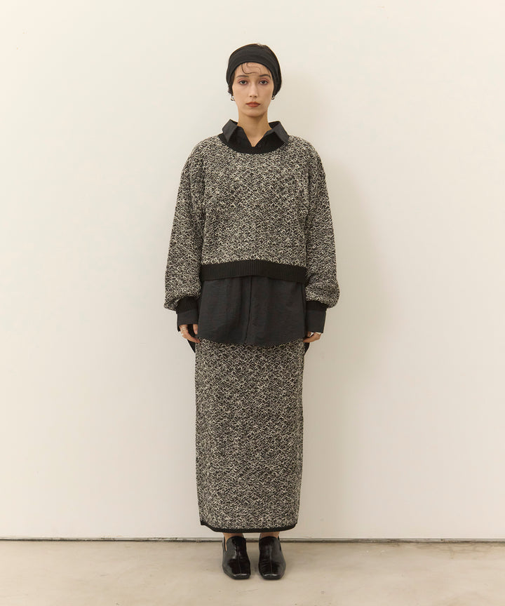 [SET]Melon Loop Knit Top+Wrinkle Wide Shirt+Melon Loop Knit Skirt