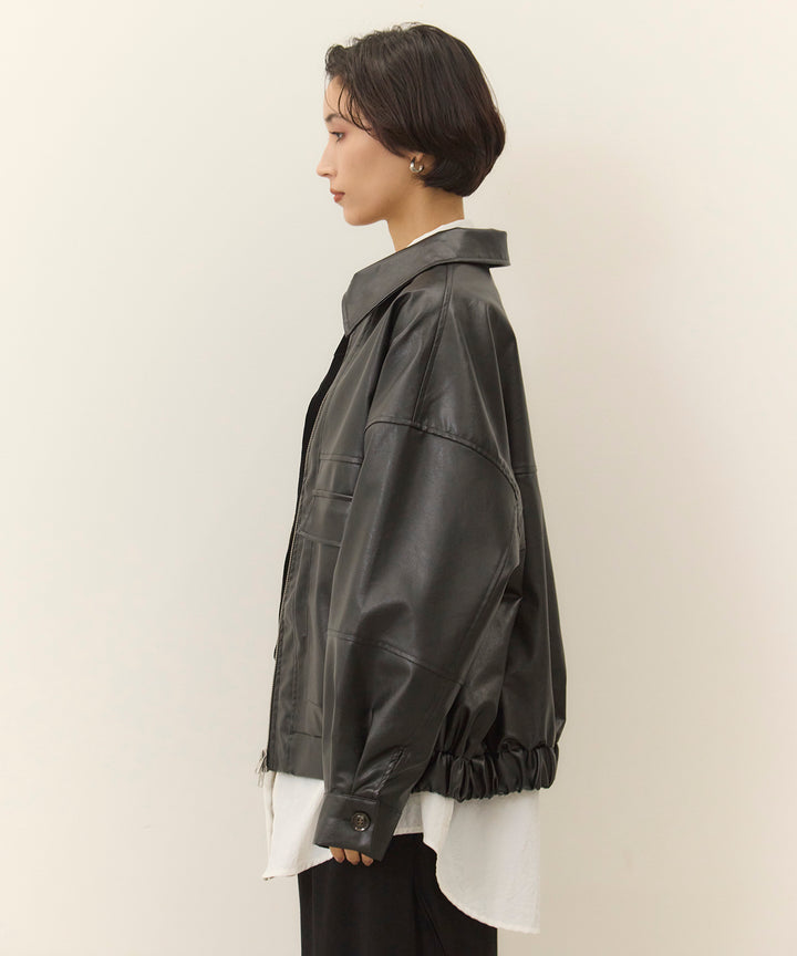 (eliuu)Fake Leather Wide BZ