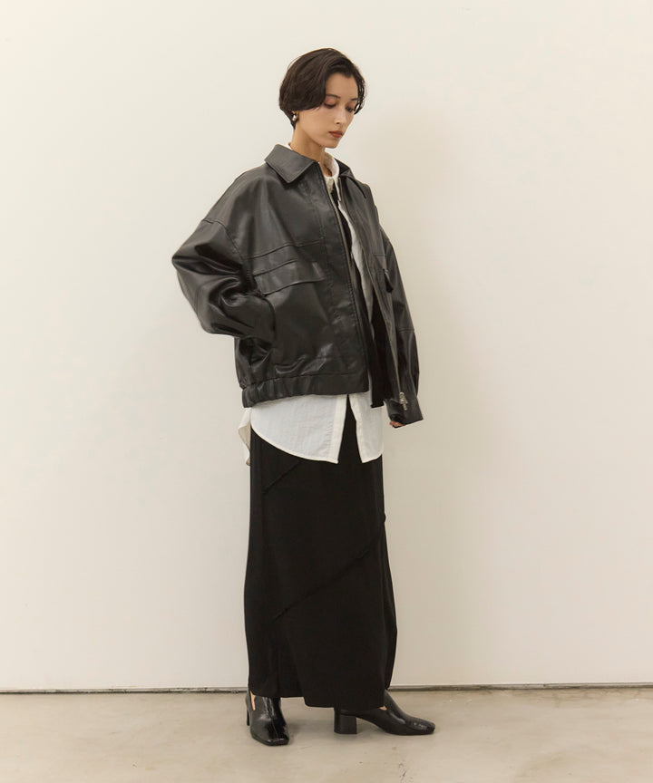 (eliuu)Fake Leather Wide BZ