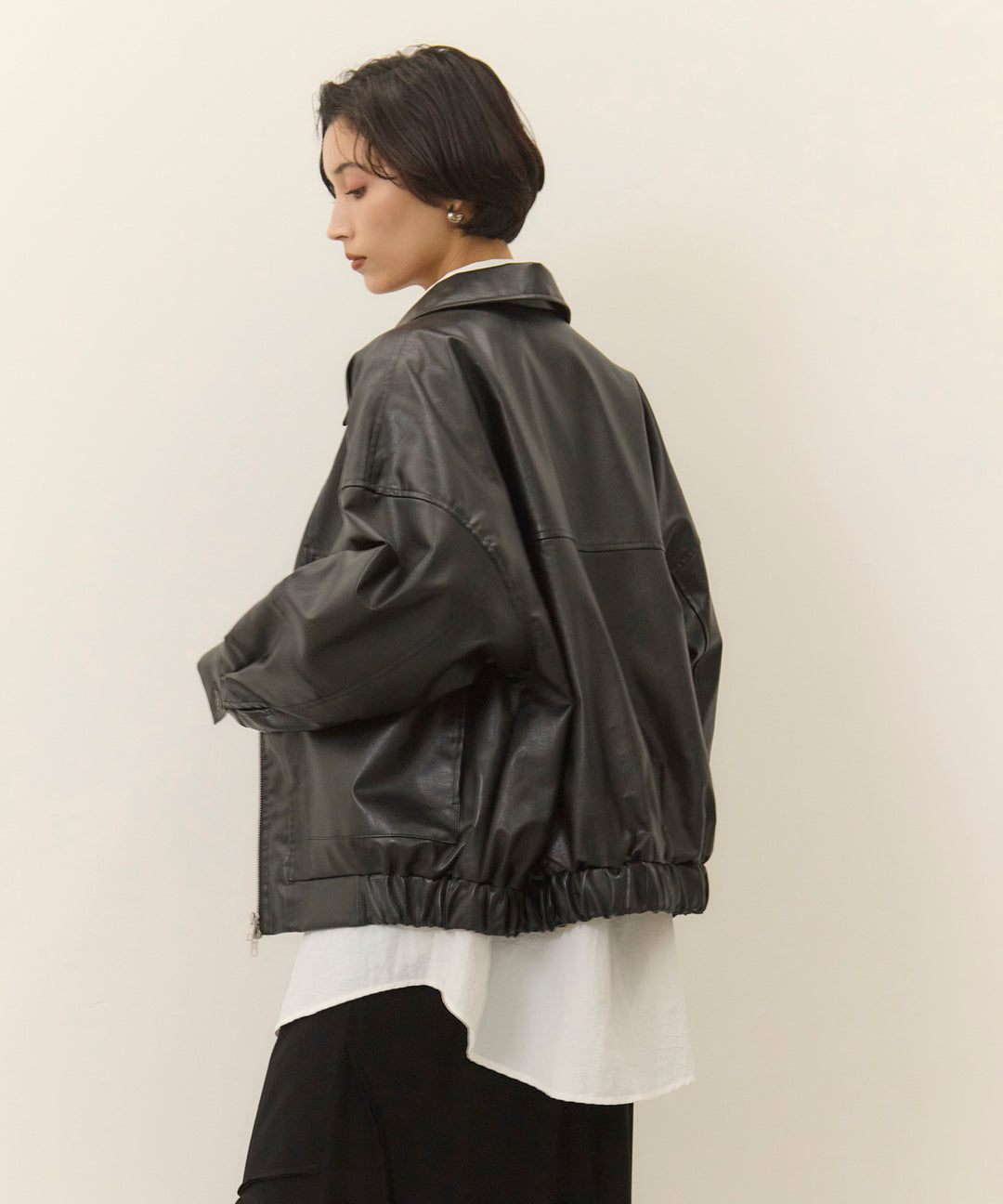 (eliuu)Fake Leather Wide BZ