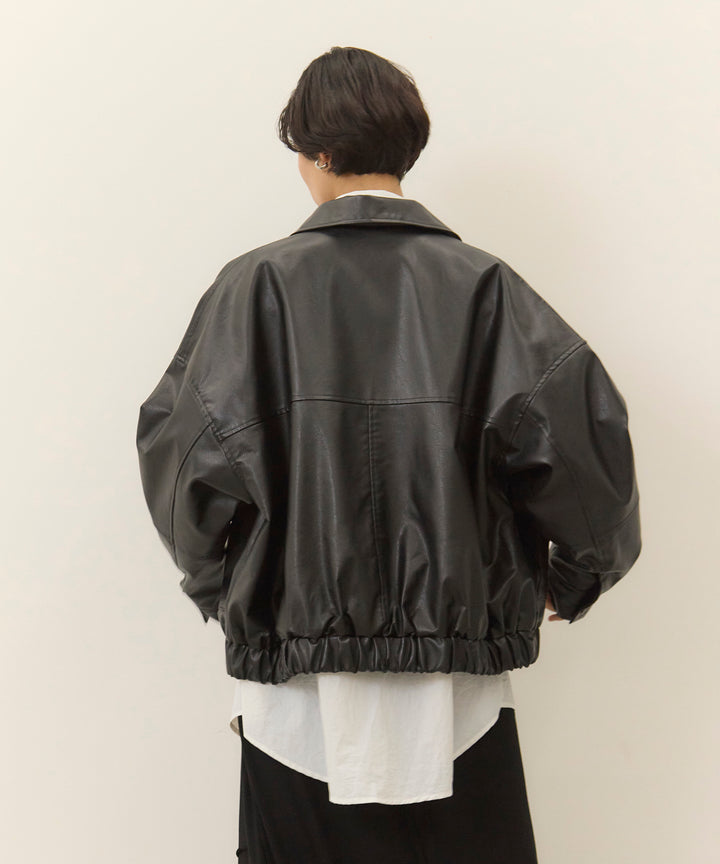 (eliuu)Fake Leather Wide BZ