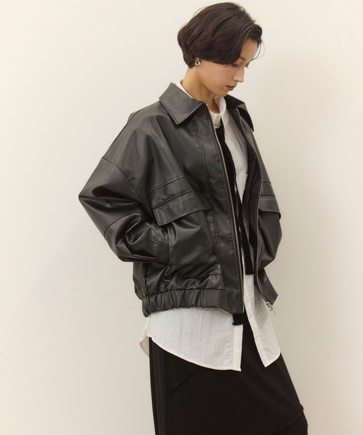 (eliuu)Fake Leather Wide BZ