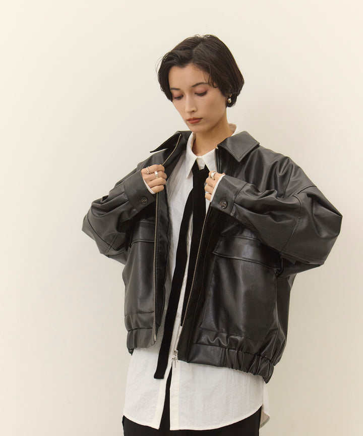 (eliuu)Fake Leather Wide BZ