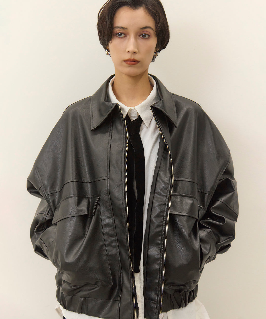 (eliuu)Fake Leather Wide BZ