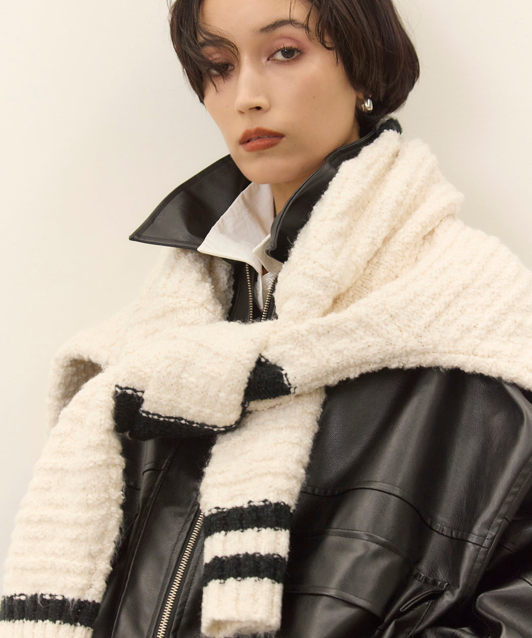 (eliuu)Fake Leather Wide BZ