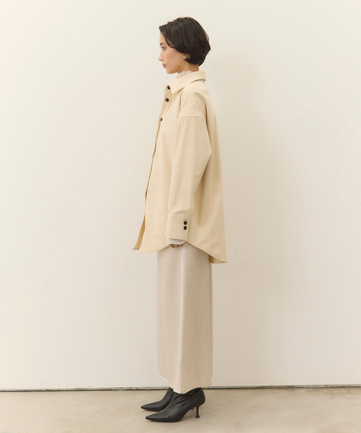 [SET]Corduroy Wide Shirt JK+Satin Simple Skirt