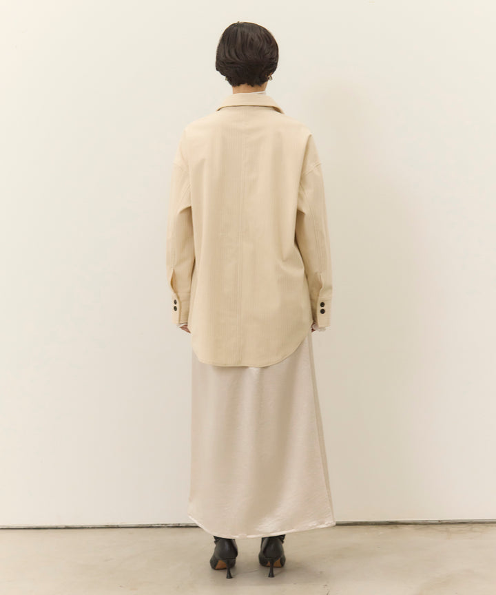 [SET]Corduroy Wide Shirt JK+Satin Simple Skirt