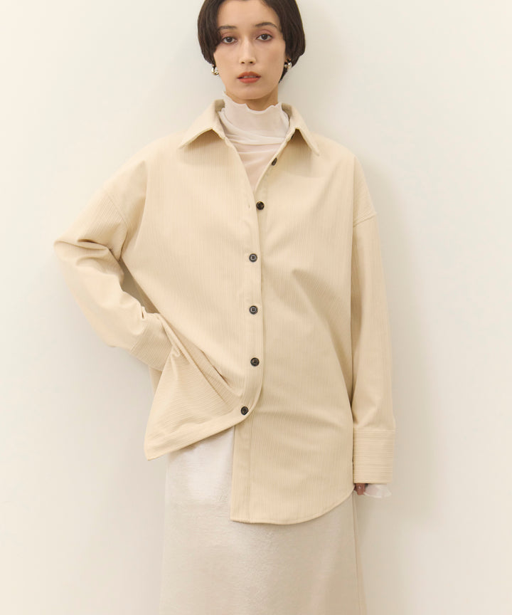[SET]Corduroy Wide Shirt JK+Satin Simple Skirt