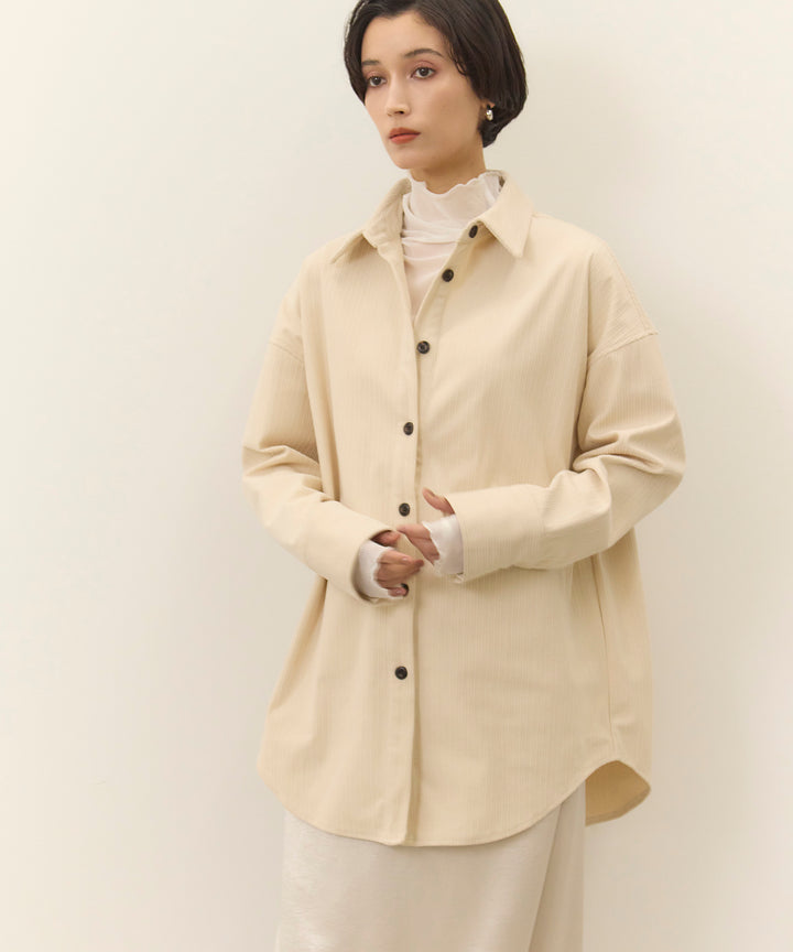[SET]Corduroy Wide Shirt JK+Satin Simple Skirt