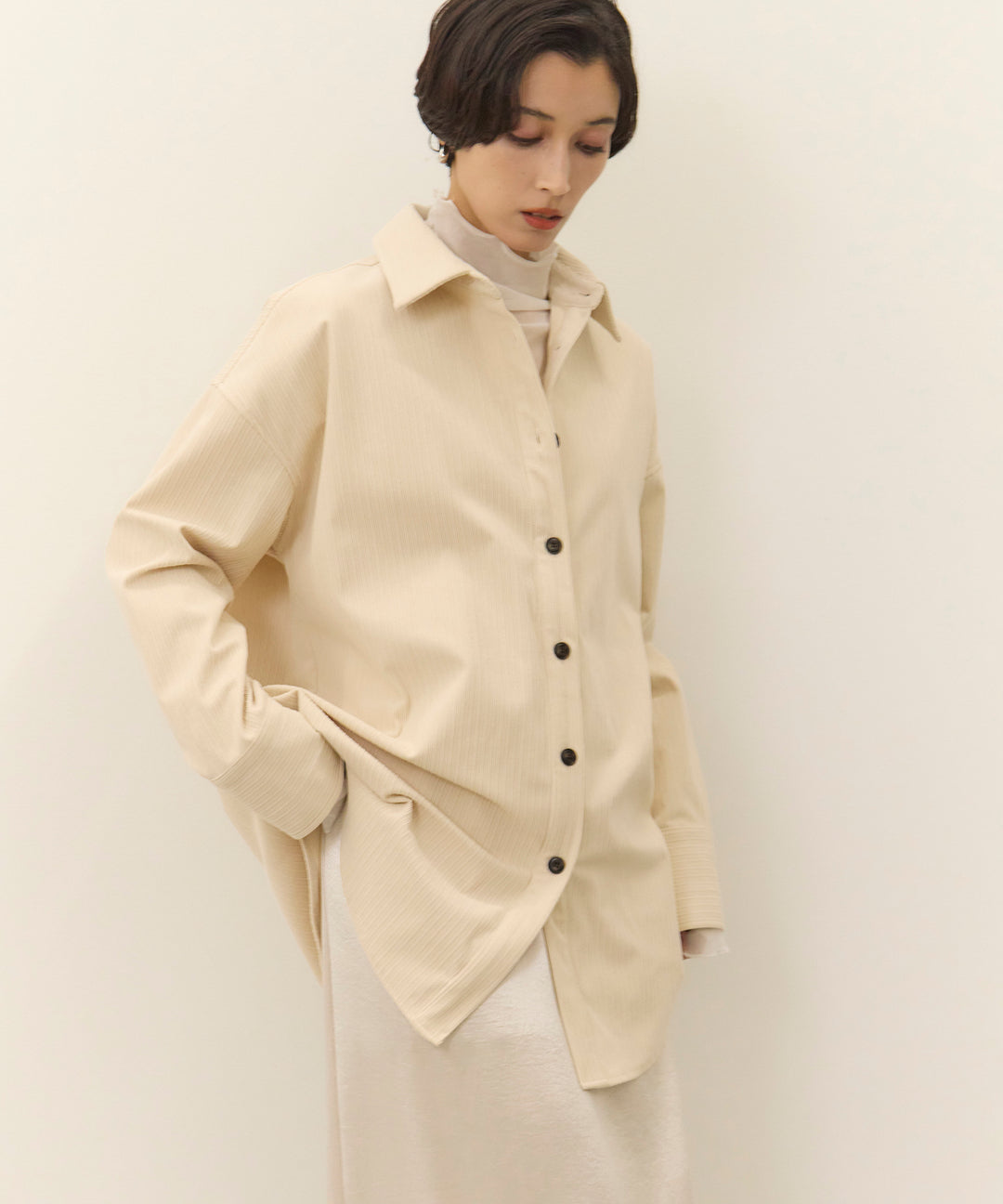 (eliuu)Corduroy Wide Shirt JK