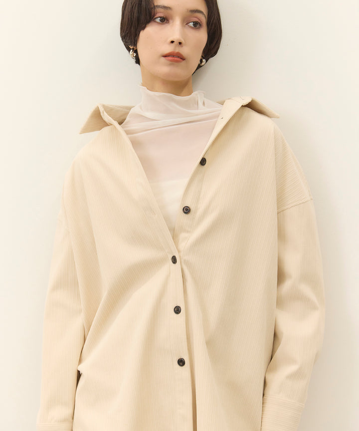 [SET]Corduroy Wide Shirt JK+Satin Simple Skirt