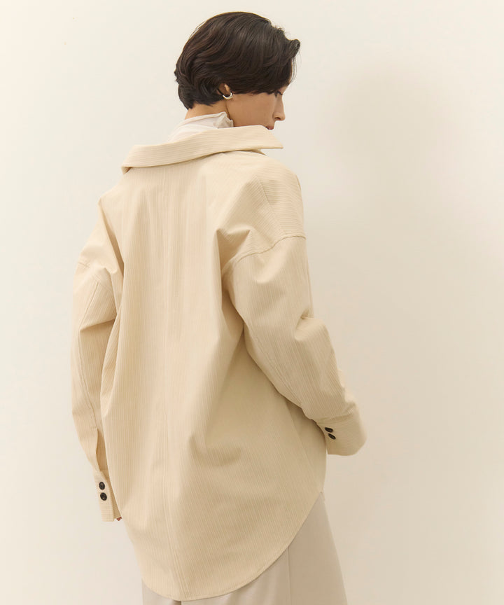 [SET]Corduroy Wide Shirt JK+Satin Simple Skirt