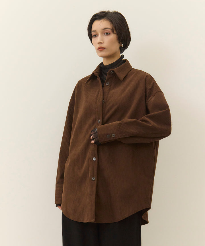 [SET]Corduroy Wide Shirt JK+Satin Simple Skirt