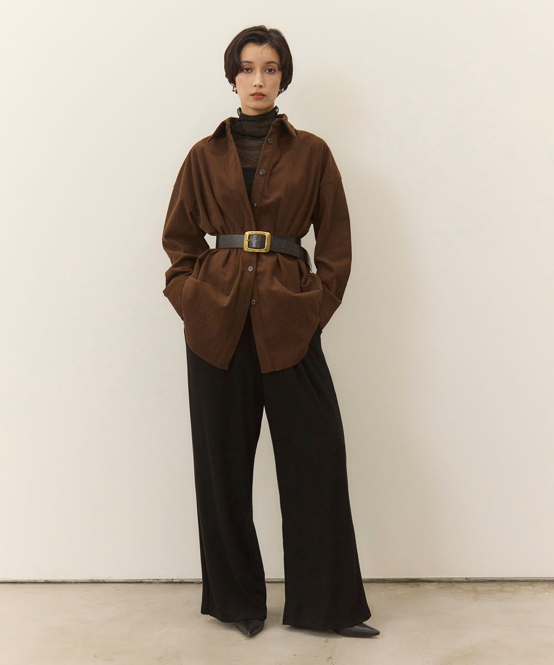 [SET]Corduroy Wide Shirt JK+Easy Cut Pants