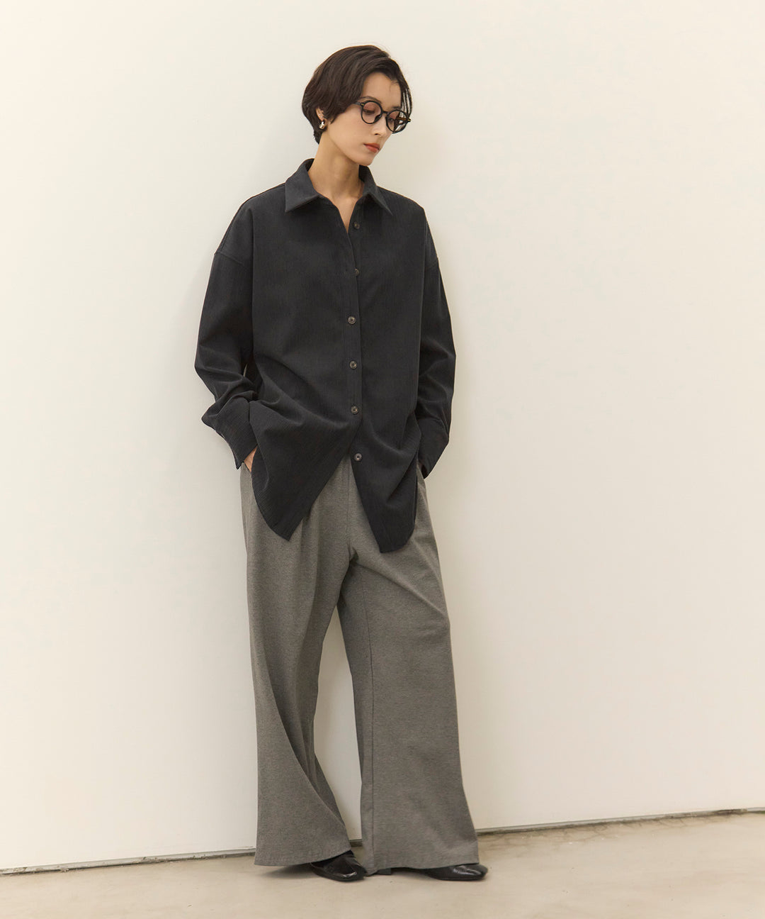 [SET]Corduroy Wide Shirt JK+Easy Cut Pants