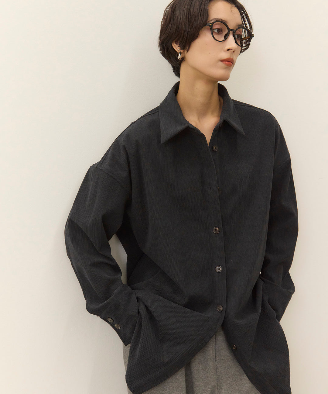 [SET]Corduroy Wide Shirt JK+Easy Cut Pants