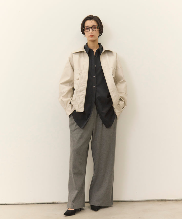 (eliuu)Fake Leather Wide BZ