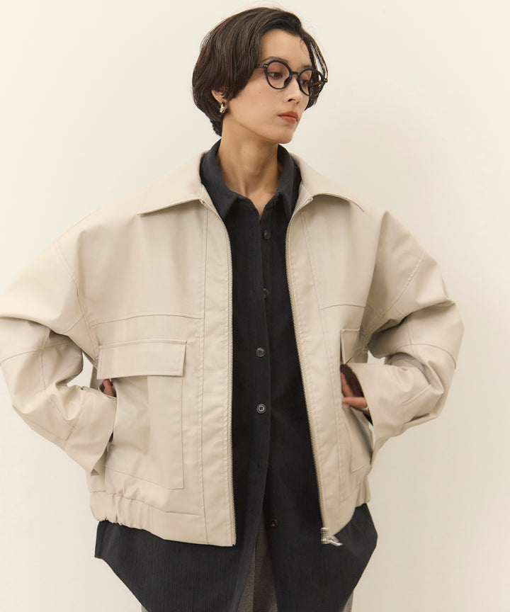 (eliuu)Fake Leather Wide BZ