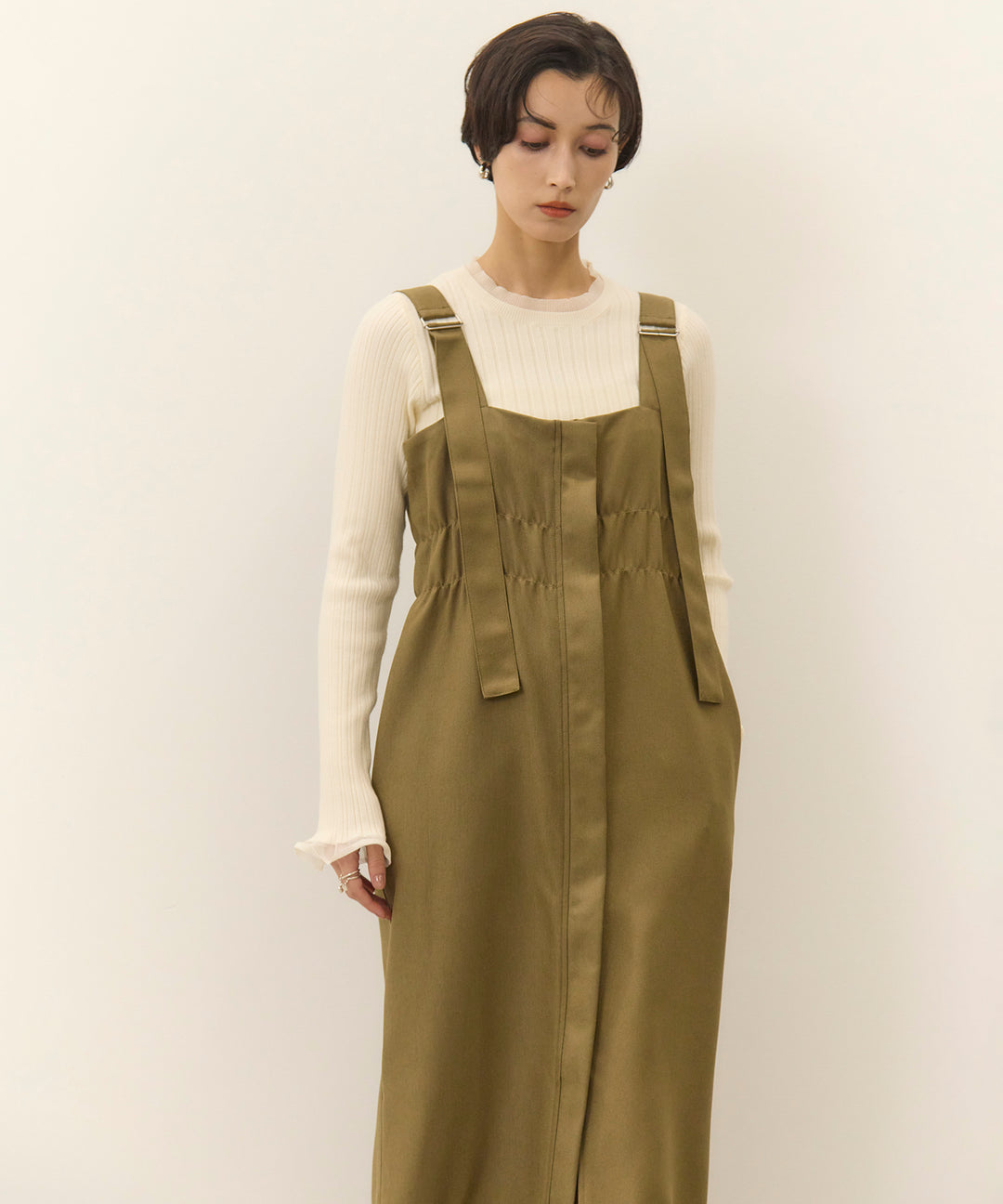 [SET]Sheer Mix Soft Knit Top+Ester Jumper Skirt OP