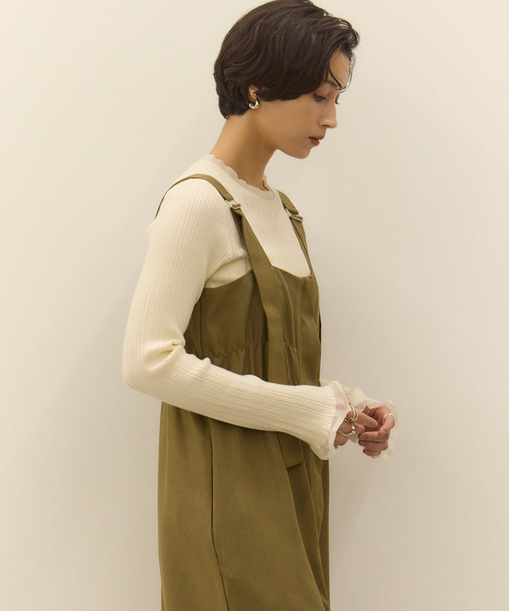 (eliuu)Sheer Mix Soft Knit Top