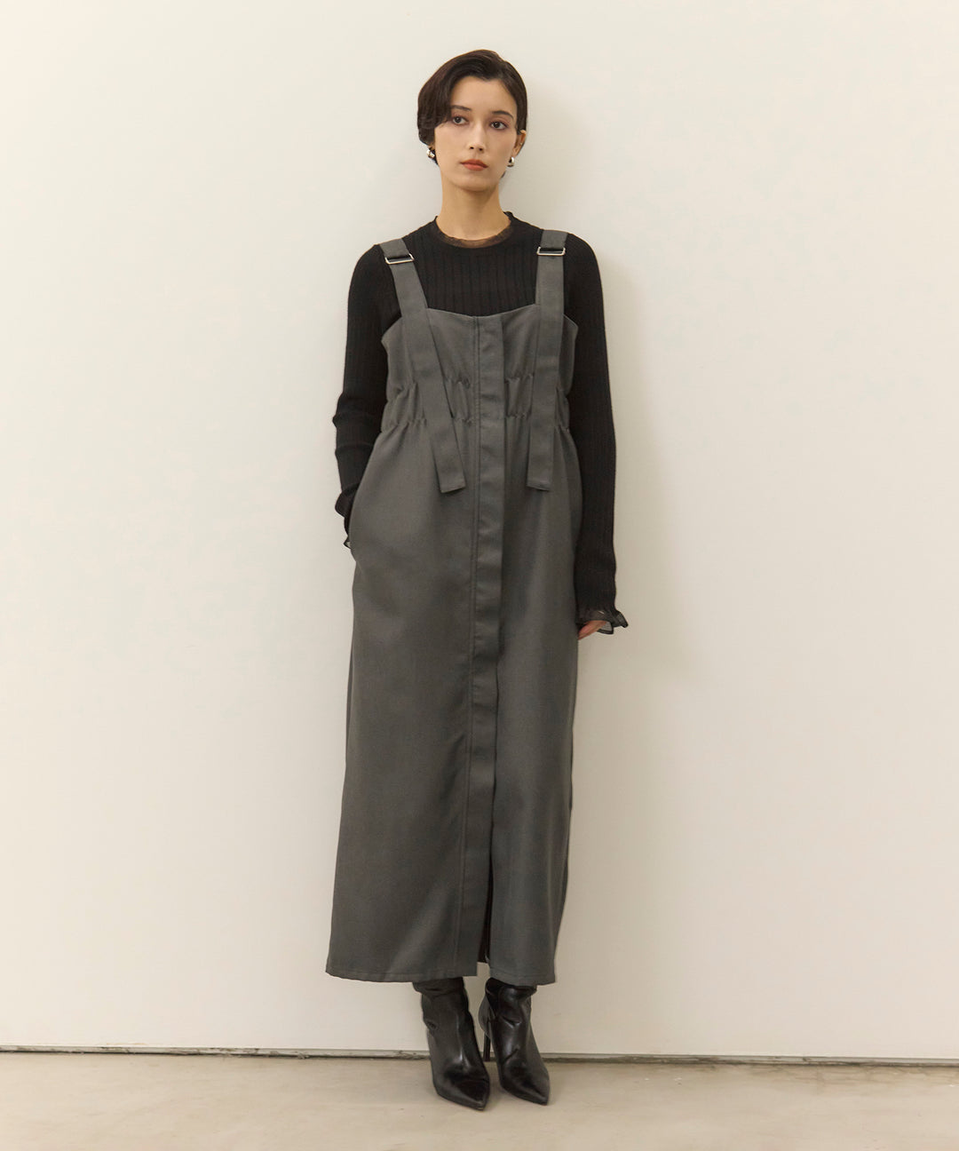 [SET]Sheer Mix Soft Knit Top+Ester Jumper Skirt OP