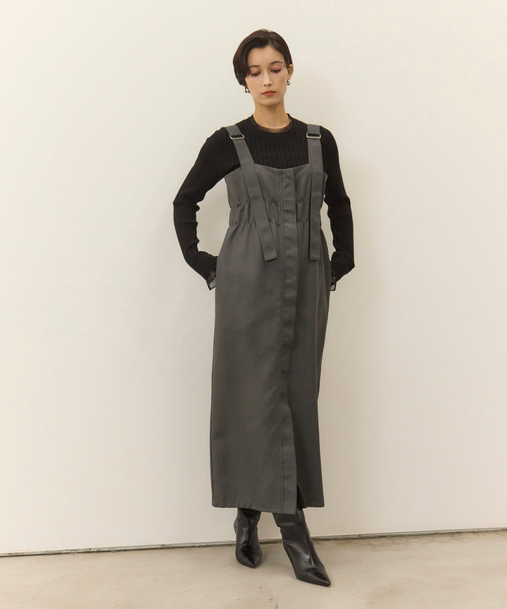 [SET]Sheer Mix Soft Knit Top+Ester Jumper Skirt OP