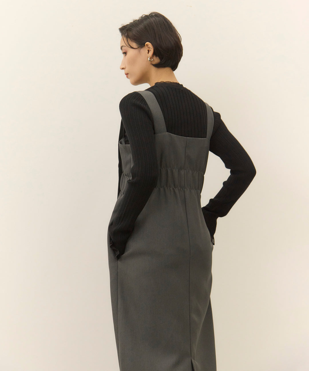 [SET]Sheer Mix Soft Knit Top+Ester Jumper Skirt OP